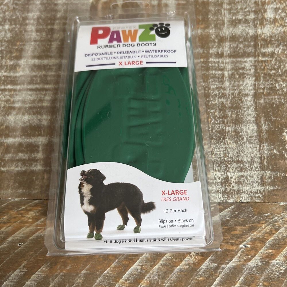 PawZ Rubber Dog Boots 12 Pack X-Large for Hot Pavement, Snow,‎ Mud, Rain